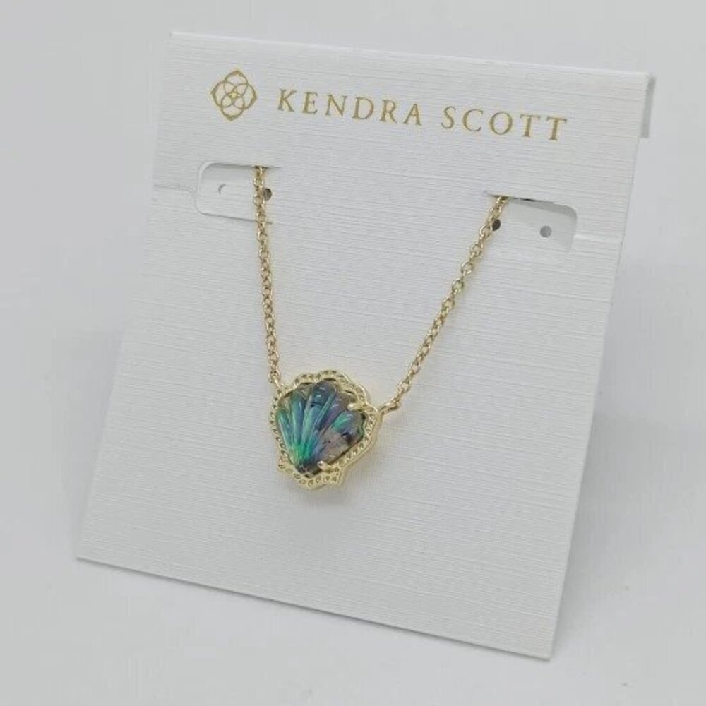 Kendra Scott Brynne Gold Short Pendant Necklace In Abalone Shell - Picture 2 of 5